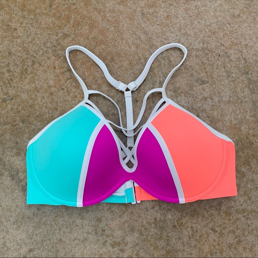 PINK Victoria’s Secret Swim Top Strappy Teal DD